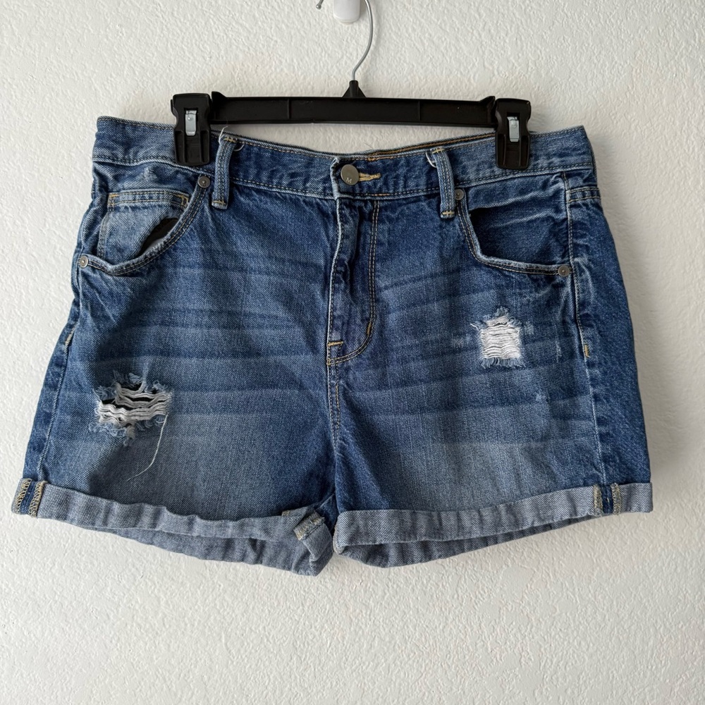 Mossimo Boyfriend Midi Mi-Long Garconne Distressed Jean Shorts